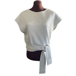 Jay Ahr Heather Gray Cap Sleeve Tie Front Cropped Top